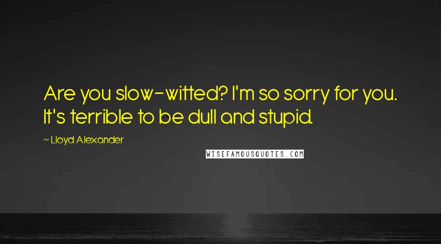 Lloyd Alexander Quotes: Are you slow-witted? I'm so sorry for you. It's terrible to be dull and stupid.