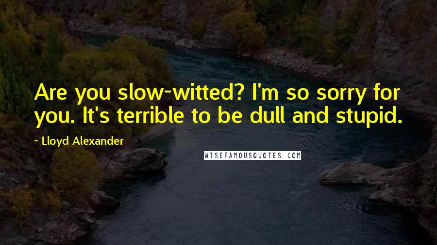 Lloyd Alexander Quotes: Are you slow-witted? I'm so sorry for you. It's terrible to be dull and stupid.