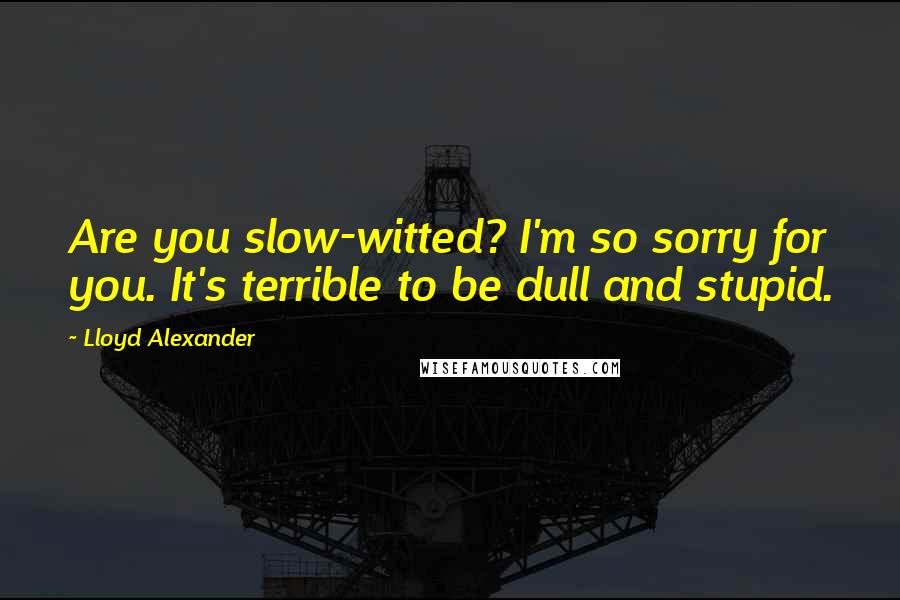 Lloyd Alexander Quotes: Are you slow-witted? I'm so sorry for you. It's terrible to be dull and stupid.