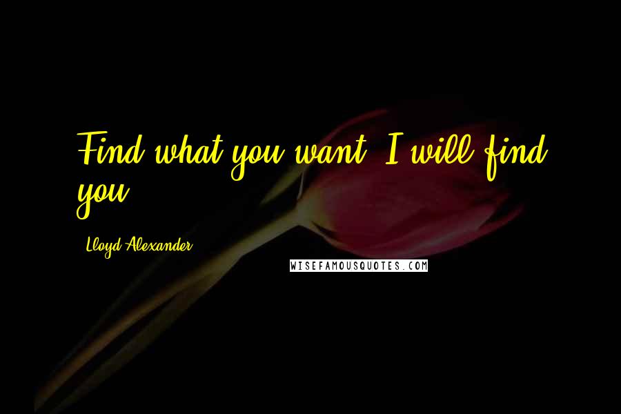 Lloyd Alexander Quotes: Find what you want. I will find you.