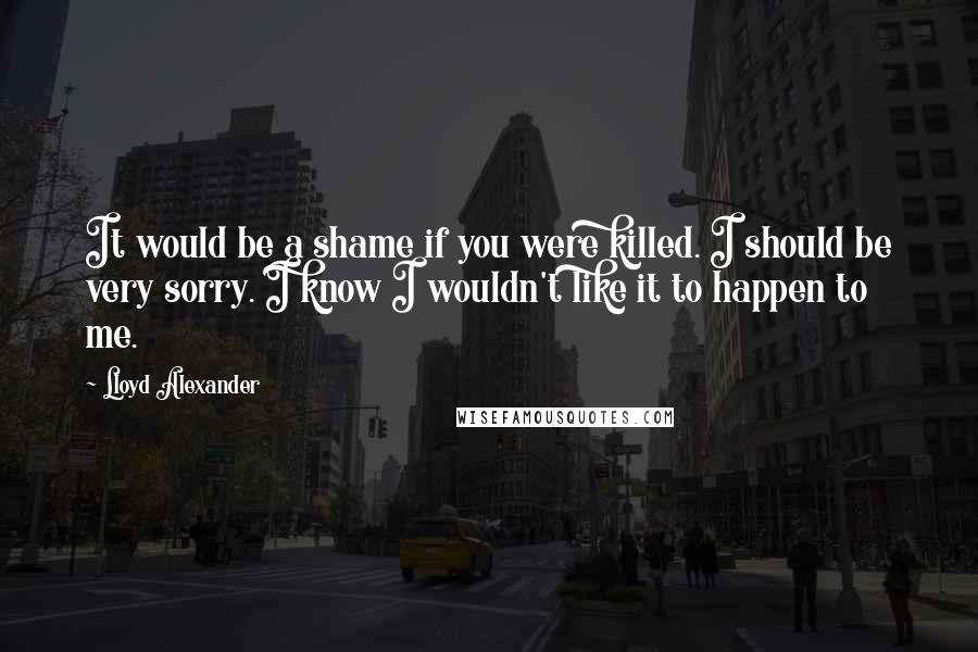 Lloyd Alexander Quotes: It would be a shame if you were killed. I should be very sorry. I know I wouldn't like it to happen to me.