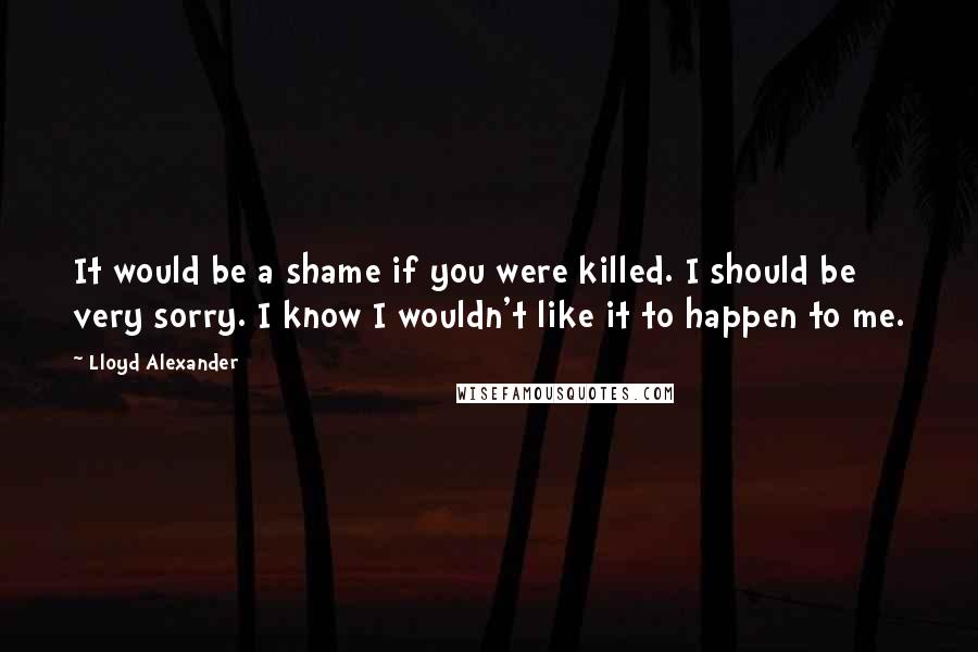 Lloyd Alexander Quotes: It would be a shame if you were killed. I should be very sorry. I know I wouldn't like it to happen to me.