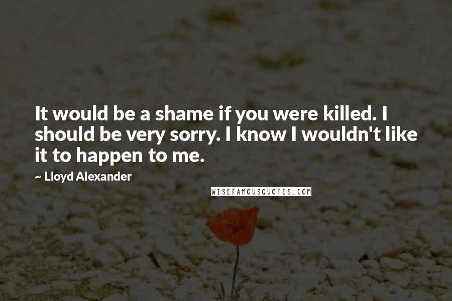 Lloyd Alexander Quotes: It would be a shame if you were killed. I should be very sorry. I know I wouldn't like it to happen to me.