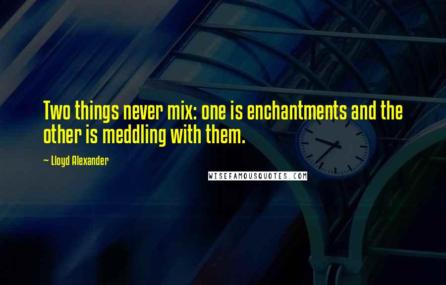 Lloyd Alexander Quotes: Two things never mix: one is enchantments and the other is meddling with them.