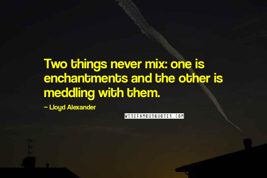 Lloyd Alexander Quotes: Two things never mix: one is enchantments and the other is meddling with them.