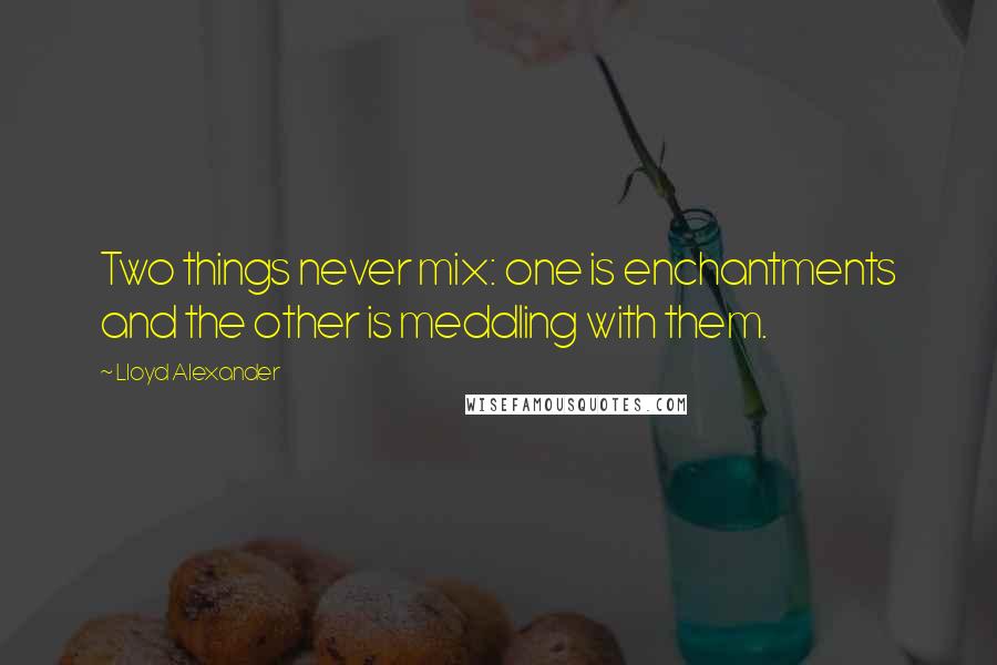 Lloyd Alexander Quotes: Two things never mix: one is enchantments and the other is meddling with them.