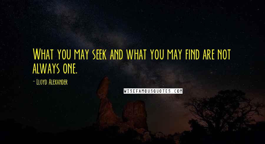 Lloyd Alexander Quotes: What you may seek and what you may find are not always one.