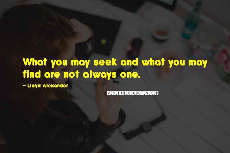 Lloyd Alexander Quotes: What you may seek and what you may find are not always one.