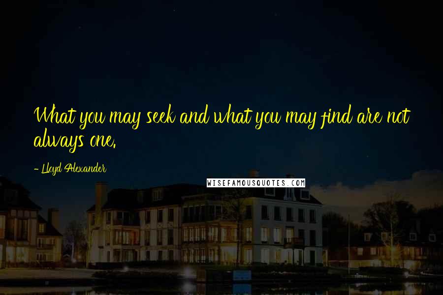 Lloyd Alexander Quotes: What you may seek and what you may find are not always one.