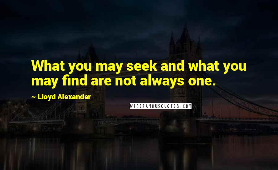 Lloyd Alexander Quotes: What you may seek and what you may find are not always one.