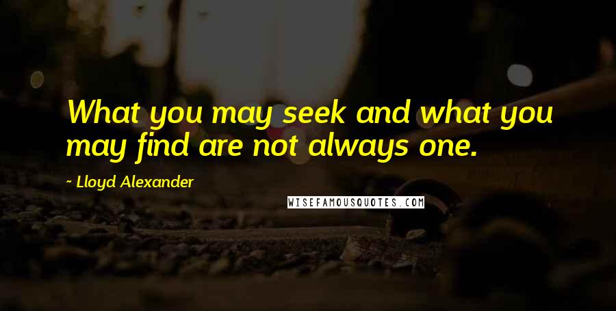Lloyd Alexander Quotes: What you may seek and what you may find are not always one.