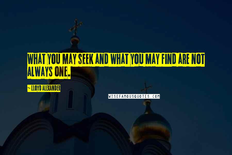 Lloyd Alexander Quotes: What you may seek and what you may find are not always one.