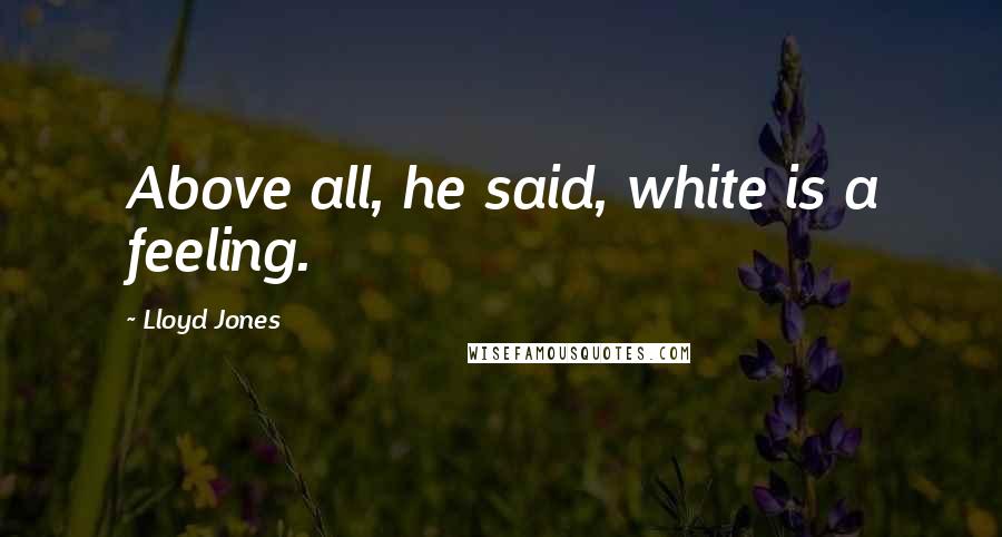 Lloyd Jones Quotes: Above all, he said, white is a feeling.