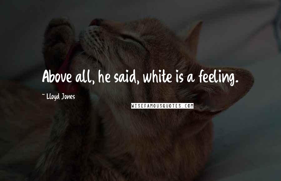 Lloyd Jones Quotes: Above all, he said, white is a feeling.