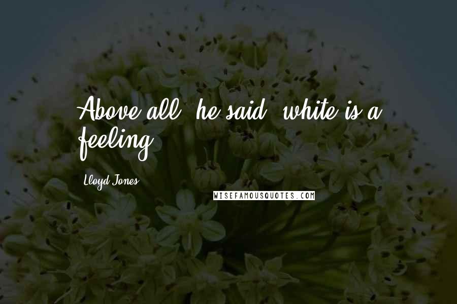 Lloyd Jones Quotes: Above all, he said, white is a feeling.