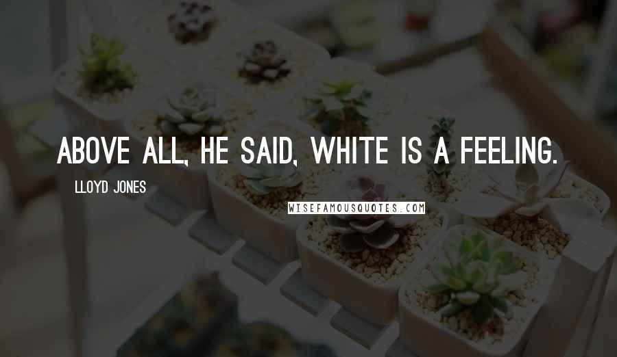 Lloyd Jones Quotes: Above all, he said, white is a feeling.