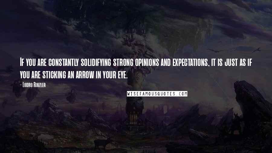 Lodro Rinzler Quotes: If you are constantly solidifying strong opinions and expectations, it is just as if you are sticking an arrow in your eye.