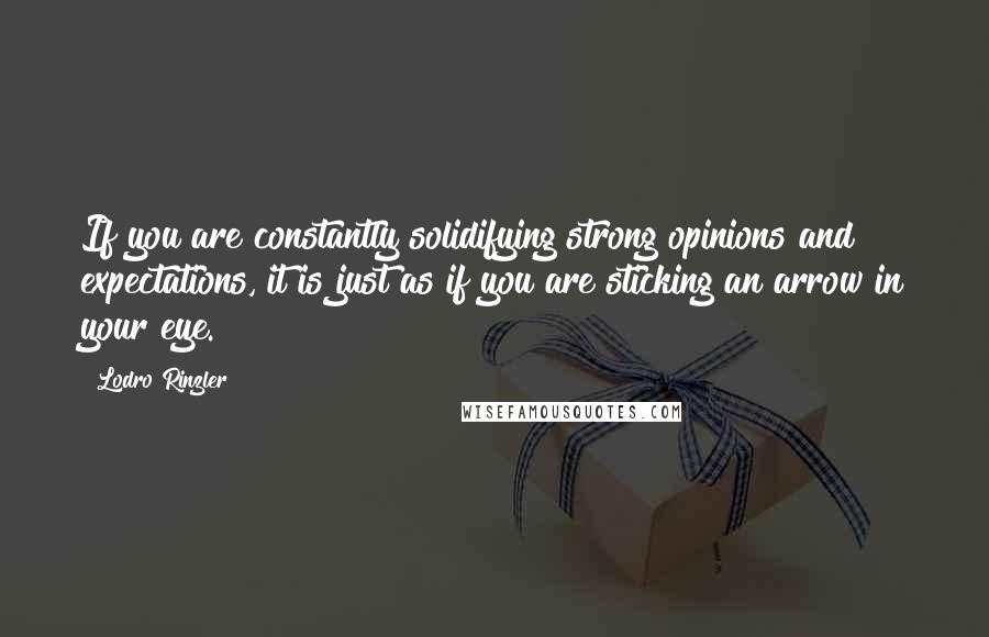 Lodro Rinzler Quotes: If you are constantly solidifying strong opinions and expectations, it is just as if you are sticking an arrow in your eye.