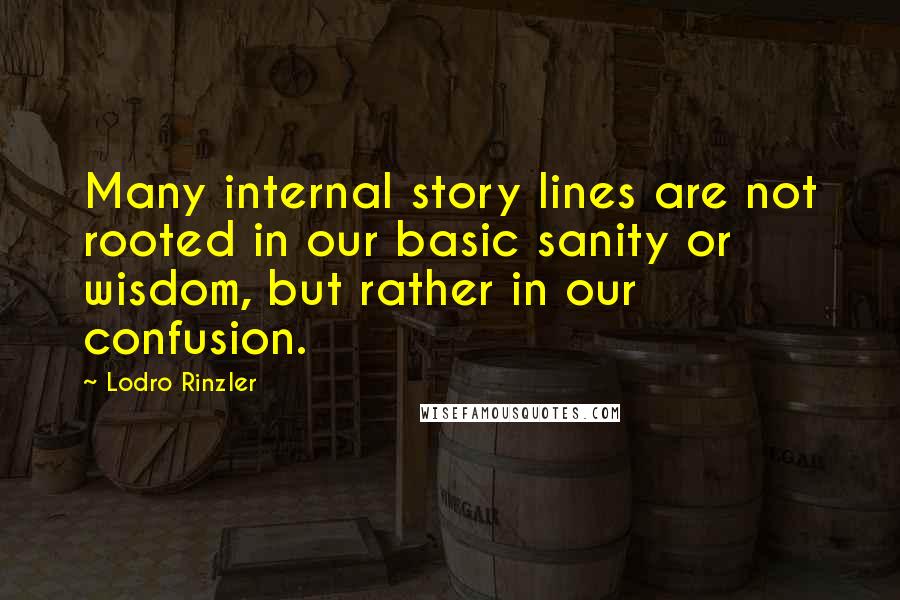 Lodro Rinzler Quotes: Many internal story lines are not rooted in our basic sanity or wisdom, but rather in our confusion.