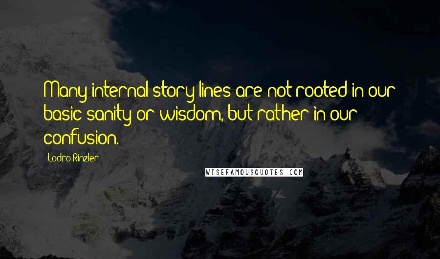 Lodro Rinzler Quotes: Many internal story lines are not rooted in our basic sanity or wisdom, but rather in our confusion.