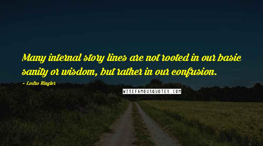 Lodro Rinzler Quotes: Many internal story lines are not rooted in our basic sanity or wisdom, but rather in our confusion.