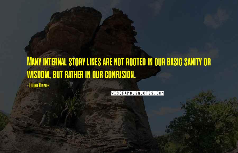 Lodro Rinzler Quotes: Many internal story lines are not rooted in our basic sanity or wisdom, but rather in our confusion.