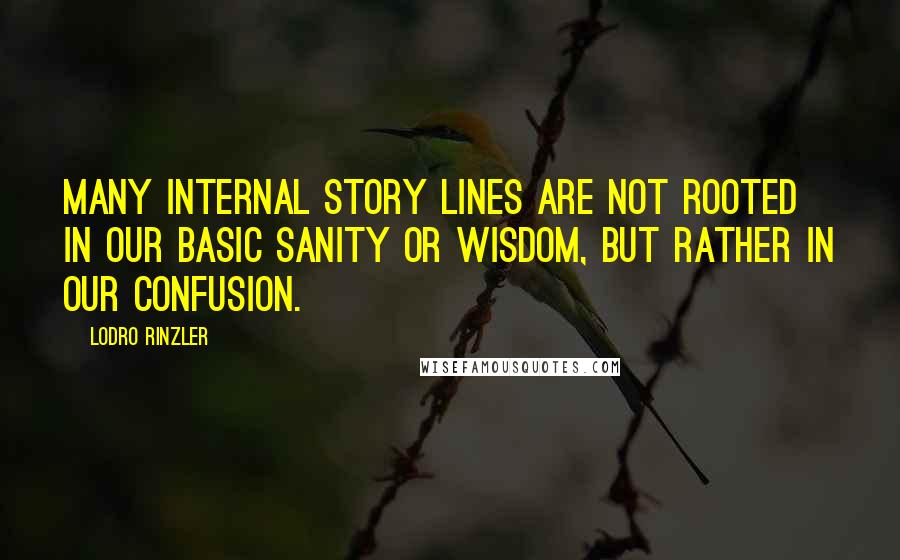 Lodro Rinzler Quotes: Many internal story lines are not rooted in our basic sanity or wisdom, but rather in our confusion.