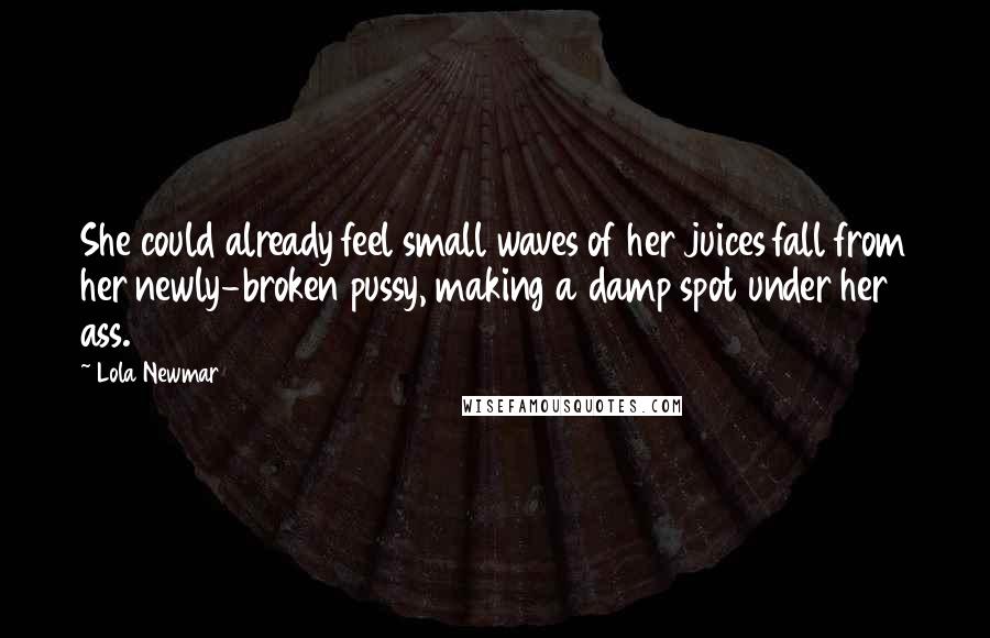 Lola Newmar Quotes: She could already feel small waves of her juices fall from her newly-broken pussy, making a damp spot under her ass.