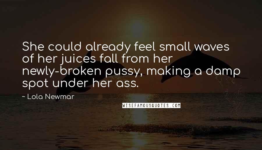 Lola Newmar Quotes: She could already feel small waves of her juices fall from her newly-broken pussy, making a damp spot under her ass.