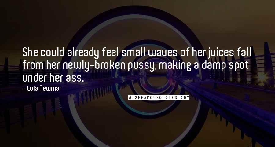 Lola Newmar Quotes: She could already feel small waves of her juices fall from her newly-broken pussy, making a damp spot under her ass.