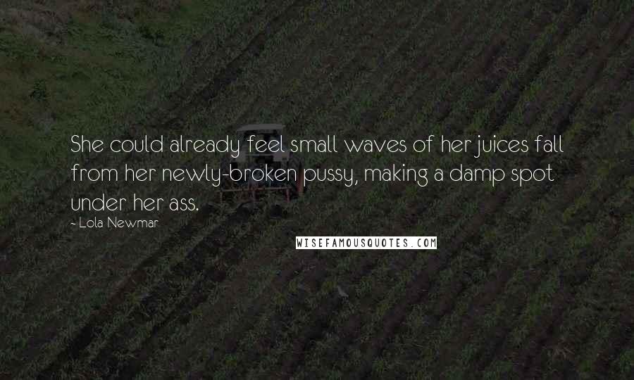 Lola Newmar Quotes: She could already feel small waves of her juices fall from her newly-broken pussy, making a damp spot under her ass.