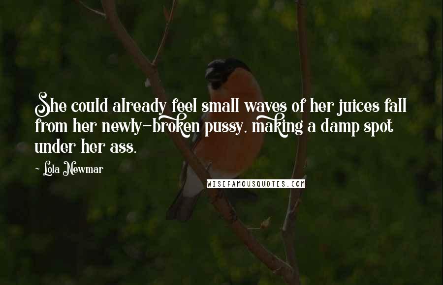 Lola Newmar Quotes: She could already feel small waves of her juices fall from her newly-broken pussy, making a damp spot under her ass.
