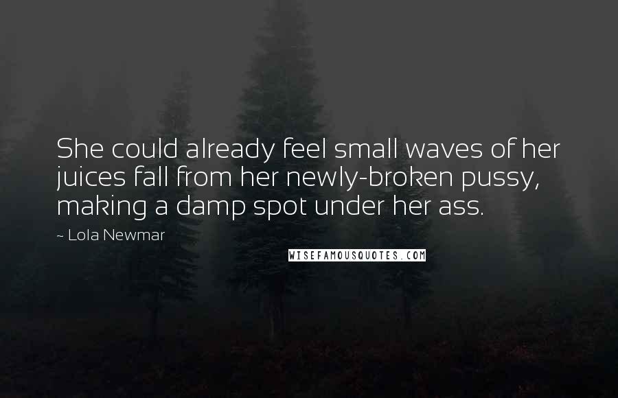 Lola Newmar Quotes: She could already feel small waves of her juices fall from her newly-broken pussy, making a damp spot under her ass.