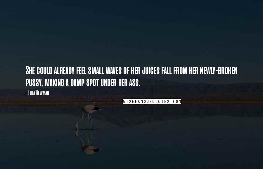 Lola Newmar Quotes: She could already feel small waves of her juices fall from her newly-broken pussy, making a damp spot under her ass.