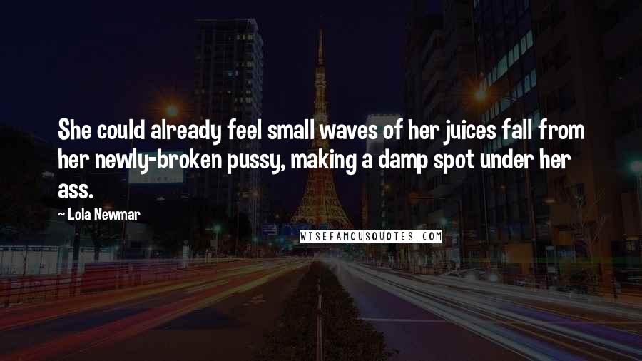 Lola Newmar Quotes: She could already feel small waves of her juices fall from her newly-broken pussy, making a damp spot under her ass.