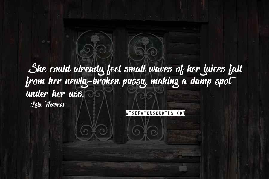 Lola Newmar Quotes: She could already feel small waves of her juices fall from her newly-broken pussy, making a damp spot under her ass.