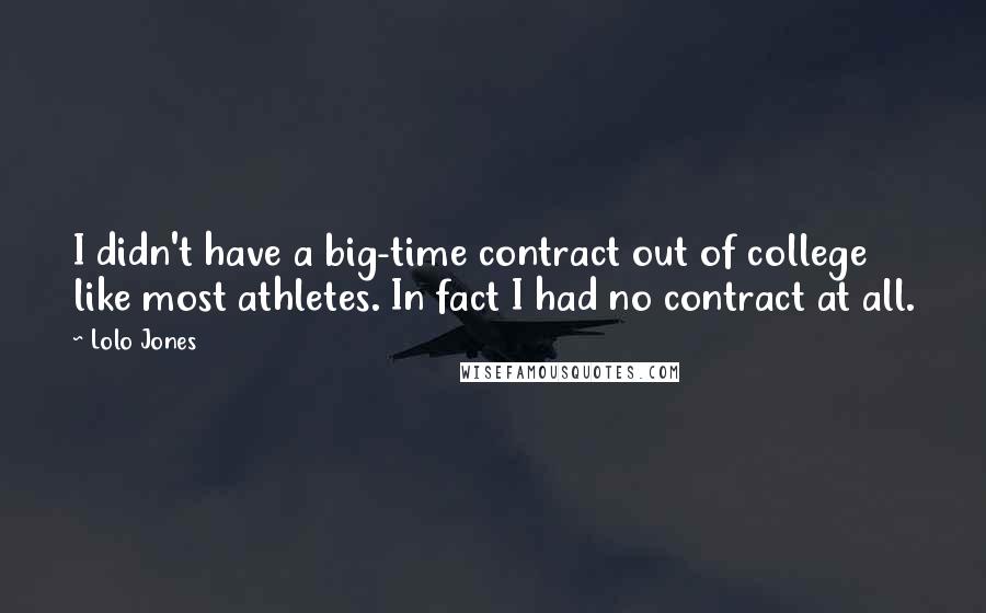 Lolo Jones Quotes: I didn't have a big-time contract out of college like most athletes. In fact I had no contract at all.
