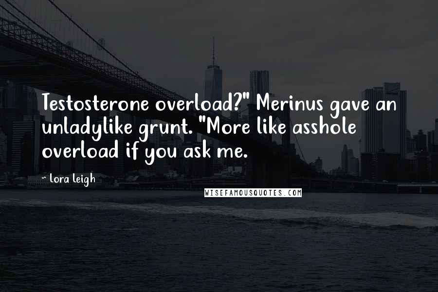 Lora Leigh Quotes: Testosterone overload?" Merinus gave an unladylike grunt. "More like asshole overload if you ask me.