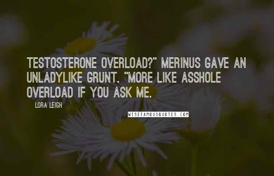 Lora Leigh Quotes: Testosterone overload?" Merinus gave an unladylike grunt. "More like asshole overload if you ask me.