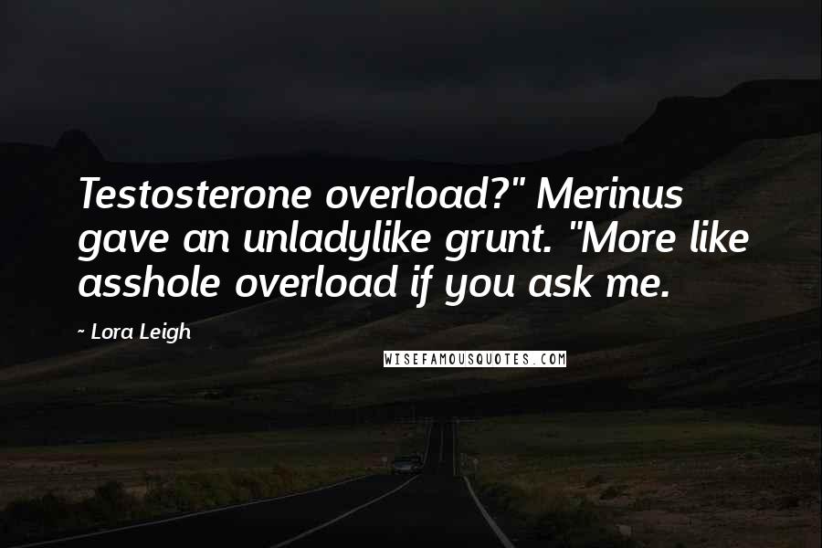 Lora Leigh Quotes: Testosterone overload?" Merinus gave an unladylike grunt. "More like asshole overload if you ask me.