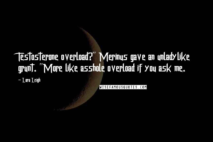 Lora Leigh Quotes: Testosterone overload?" Merinus gave an unladylike grunt. "More like asshole overload if you ask me.