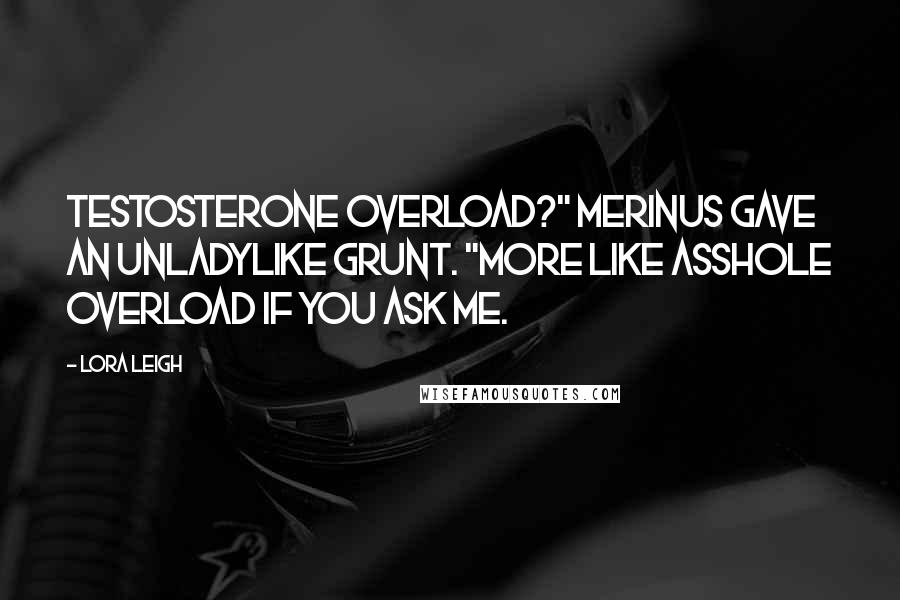 Lora Leigh Quotes: Testosterone overload?" Merinus gave an unladylike grunt. "More like asshole overload if you ask me.