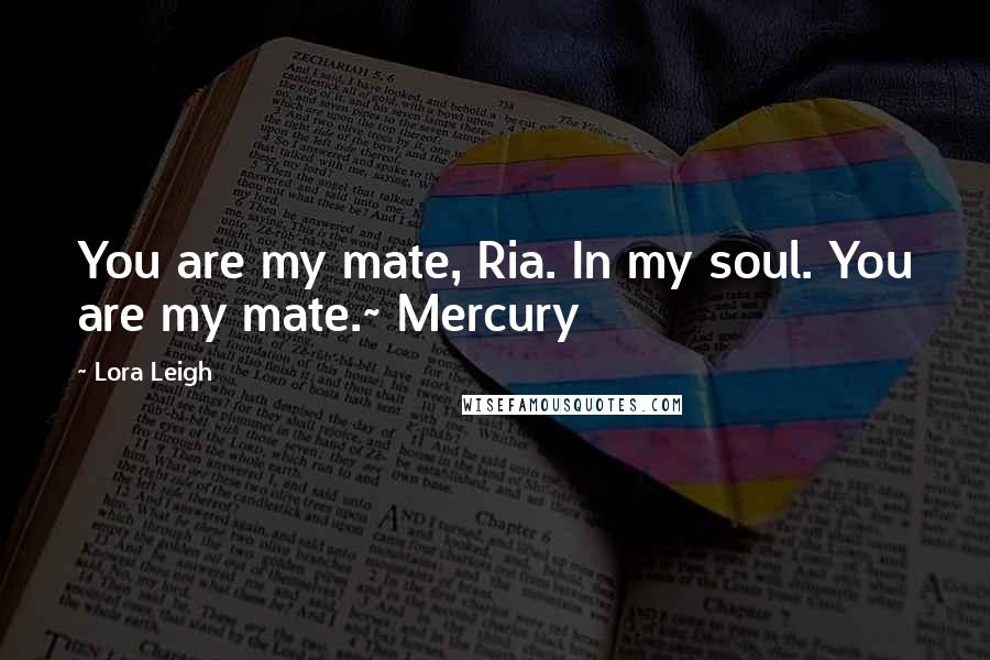 Lora Leigh Quotes: You are my mate, Ria. In my soul. You are my mate.~ Mercury