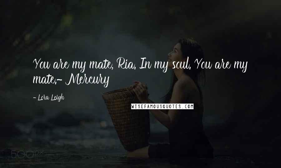 Lora Leigh Quotes: You are my mate, Ria. In my soul. You are my mate.~ Mercury