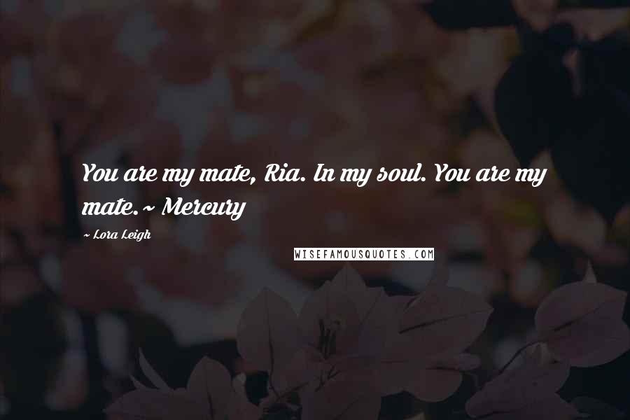 Lora Leigh Quotes: You are my mate, Ria. In my soul. You are my mate.~ Mercury