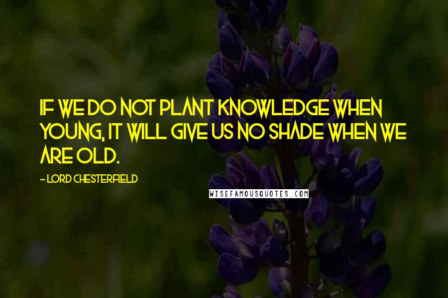 Lord Chesterfield Quotes: If we do not plant knowledge when young, it will give us no shade when we are old.