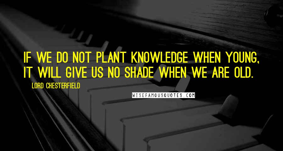 Lord Chesterfield Quotes: If we do not plant knowledge when young, it will give us no shade when we are old.