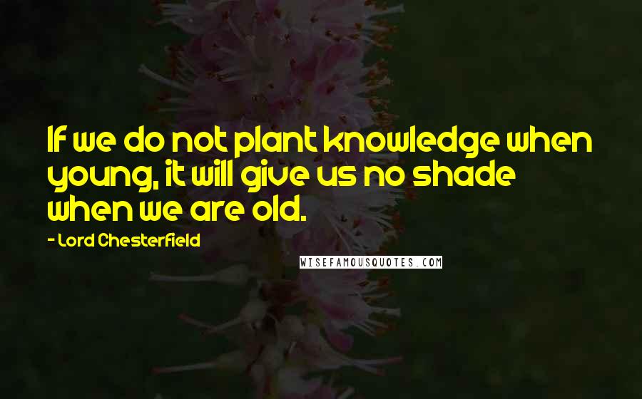 Lord Chesterfield Quotes: If we do not plant knowledge when young, it will give us no shade when we are old.