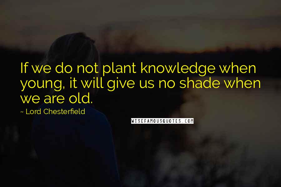 Lord Chesterfield Quotes: If we do not plant knowledge when young, it will give us no shade when we are old.