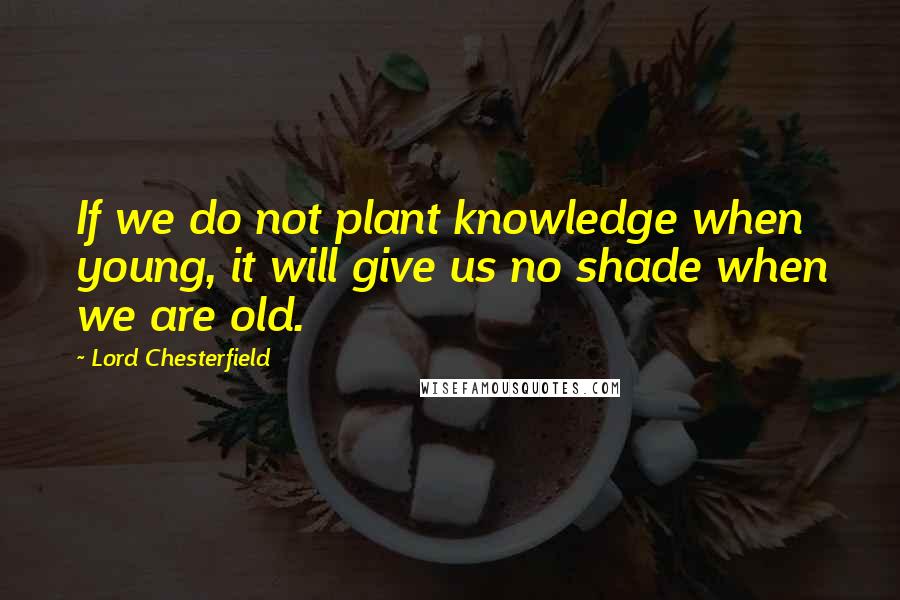 Lord Chesterfield Quotes: If we do not plant knowledge when young, it will give us no shade when we are old.